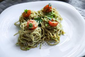 Цельнозерновые спагетти с Моцареллой и авокадо 