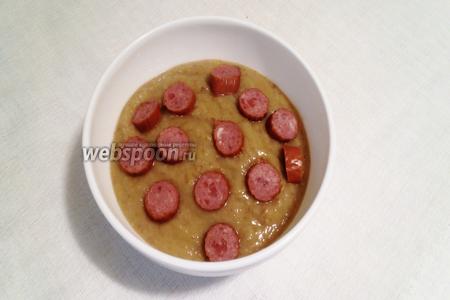 Кабачково-гречневый суп-пюре с охотничьими колбасками 