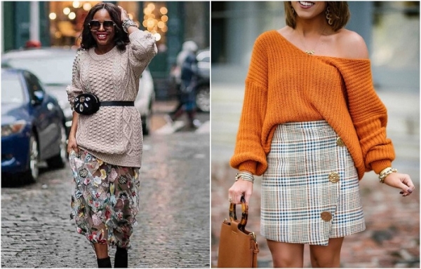 Как носить юбку со свитером и не казаться простушкой: 7 модных вариантов