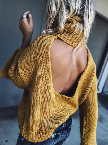 16 вариантов как носить свитер с открытой спиной, получив соблазнительный образ