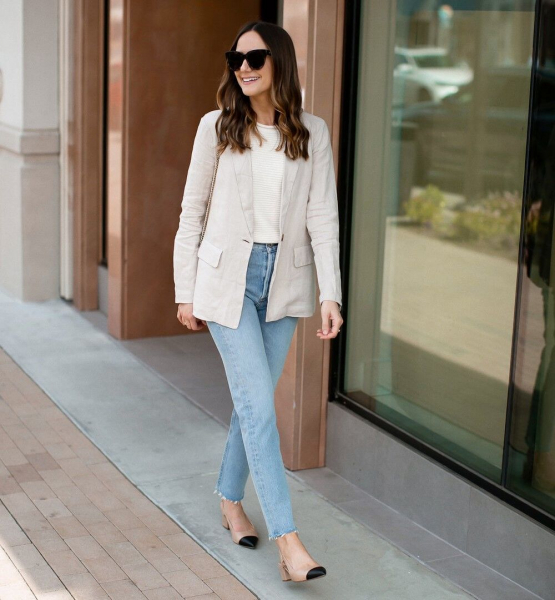 Как носить женский пиджак с джинсами — модные идеи