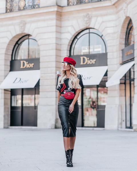 20 модных идей с чем носить изысканную и интригующую черную кожаную юбку